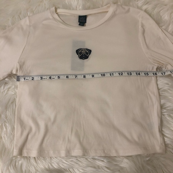 Wild Fable Long Sleeve Pug Crop Top Ivory Large - Picture 10 of 16
